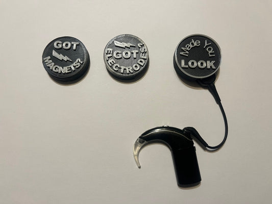 Cochlear Implant Tag Ornaments – Fun Clip-On Covers for Nucleus 7 Antennas (Custom Text Available)